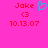 Pixelated pink background with red text and symbols, including a cyan heart outline next to 'Jake' on the left side.