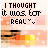 25 identical pixelated icons with text "I THOUGHT it WAS FOR REAL~" over a peach background, each featuring an orange-and-yellow rectangular shape and small black details