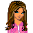 Pixel art contact sheet showing a female character named Kirstil in multiple frames with pink text, hearts, and outfit details.