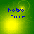 Four identical display blue text 'Notre Dame' on a green-yellow gradient background with pixelated light effects