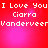 Red background with white pixelated text repeating 'I Love You Cierra Vanderveer' in four quadrants, featuring subtle pink light effects.