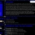 Static pixelated image with dark background, blue vertical bar on left, horizontal gray and black bands across center, white rectangular element top-right.
