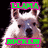 Pixelated dog face with green and pink text overlays reading 'LAMA' above and 'ROCKEN' below, set against dark background with blurred foliage.