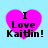 Four identical pink heart-shaped icons with black text "I Love Kaitin!" on a light blue background, arranged in a