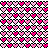 pink and red pixelated hearts on a white background, with varying heart sizes