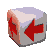 pixelated cube icons with red arrows on gray faces, each showing slight variations in arrow position and cube orientation against a light gray background