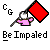 Pixel art of a figure in pink clothing holding a red flag, with 'CG' text above and 'Be Impaled' text below on a gray background.