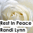 Pixelated image of a person with light brown hair and closed eyes, overlaid with text reading "Rest In Peace" above "Rory Lynn."