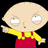 Pixelated cartoon character with large white eyes, bald head, yellow shirt, red overalls, and one arm extended forward against black background.