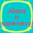 Four identical cyan squares with yellow rounded borders display red text reading "Alana is supersexy!" in a