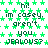 Green star pattern background with repeated text 'hi! im casey. aren't you JEALOUS?' in dark green pixelated font.