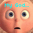 A four- of a cartoon character's face with pixelated cyan text above each , showing sequential text and eye movement