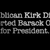 Static pixelated text on black background reads 'Moon Kirk D', 'Hud Bunk', 'for President' with visible pixelation and partial character rendering.