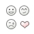 Four pixelated emoticons arranged in a 2x2 grid: top-left smiling face, top-right winking face, bottom-left sad face, bottom-right pink heart.