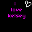 Pixelated text and heart symbol on black background with pink and white elements.