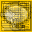 Four square display a pixelated speech bubble animation on yellow background with black border, showing sequential changes from filled to empty state