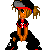 A 5x5 contact sheet of animated frames showing a pixel art character and text variations for 'Gangsta Gurl' in red, white, and black colors.
