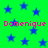 Green background with scattered blue stars and repeated pink text reading "Domenique" in two horizontal