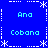 Blue background with white dashed lines and star shapes forming a , displaying repeated text 'Ana' and 'Cobana' in cyan pixelated font