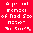 A red background displays repeated white text reading "A proud member of Red Sox Nation" with "Go Sox<3" below, showing subtle pixel variations across three