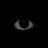 A pixelated grayscale crescent shape with soft edges against a solid black background, appearing as an abstract curved form.