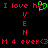 Red pixelated text on black background with green heart symbol replacing 'her' in two instances, vertical letter stack below.
