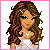 Pixel art of a woman with long brown hair wearing a white floral dress and blue jeans, shown in multiple views including full-body, torso-only, and close-up.