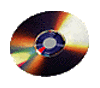 Nine circular discs arranged in a , each with a reflective surface showing rainbow iridescence and a central blue hub with red and white details