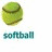 four identical green cylindrical icons with brown bands, each paired with text below: "softball," "equals," "my game," and "to sho ♥."