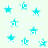 Pixelated cyan stars and partial 'MaryClare' text on a light background, with no visible animation changes.
