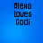 Blue background with black pixelated text reading "Aleva loves Godi" in four identical quadrants.