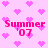 Pixelated pink background with scattered heart shapes and 'Summer '07' text in red, showing animation changes in heart positions.