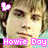 Animated contact sheet of a person's face with pink text and hearts, arranged in 3x2 grid on gray background.