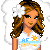 Pixel art contact sheet showing a female character in summer-themed outfit across multiple frames with text variations below each frame.