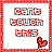 Four identical display red pixelated text 'cant touch this' with a heart symbol in the bottom-right corner, bordered by a dotted frame