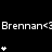 Pixel art animation of 'Brennan<3' text with star symbols changing in quantity across on a black background