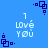 Blue background with repeating white text 'I LOVE YOU' and dark blue pixelated square patterns scattered across the image.