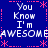 Blue background with white text repeating 'You Know I'm AWESOME' in four quadrants, surrounded by pink asterisk and dashed line borders.