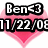 Pixelated icon with black text on pink heart background showing 'Ben<3' and date '11/22/08'.