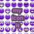 purple cartoon faces with varied expressions, overlaid with text reading 'my icon is COOLER than yours' in multiple colors