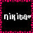 Pixelated icon with four identical text repetitions in white, framed by pink and magenta square borders on a black background.