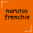 Orange background with repeated text 'narutos frencjie' and alternating star icons in white and orange.