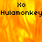 Animated orange-yellow flame background with repeated text elements and a gray transition