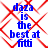 Blue text on white background with red geometric patterns, displaying "daza is the best at fitti" in four identical arrangements.