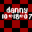 Red and black checkered background with white text reading "danny" above "10 18 07" in pixelated font, displayed across multiple repeated