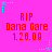 Static image with bright pink background displaying repeated red text "RIP Dara Gare 1.26.09" and cyan star-shaped pixel decorations.