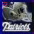 Animated sequence showing a football helmet with 'Patriots' text, transitioning to red 'Let's Go' text over white background.