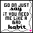 Two side-by-side pixel art frames of a text-based buddy icon with animated color changes on select words.