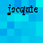 Four identical pixelated text instances of 'jacquie' arranged in a on a blue gradient background with varying lightness shades