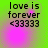Green and pink gradient background with black text reading "love is forever <33333" in four identical arranged in a